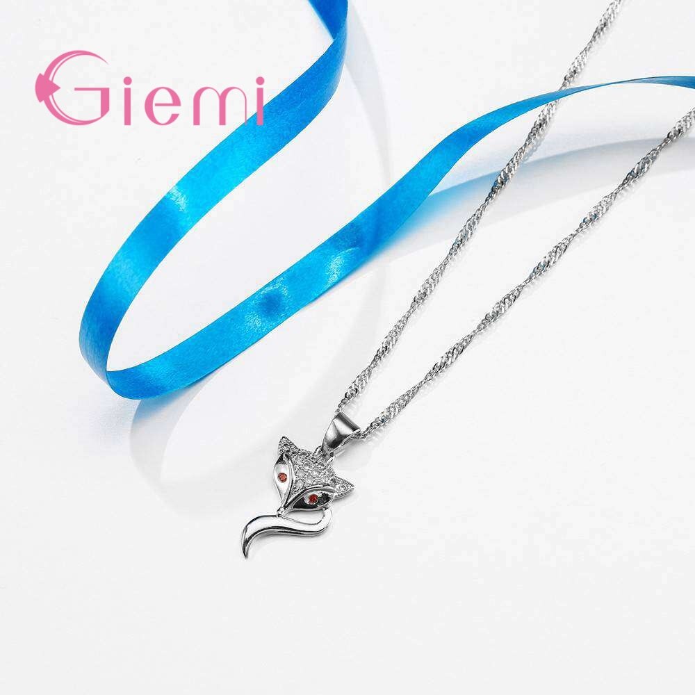 Ensemble de Bijoux pour femmes, collier, boucles d'oreilles, ravissant renard, en argent Sterling 925, Zircon cubique, cristal, Bijoux de fête