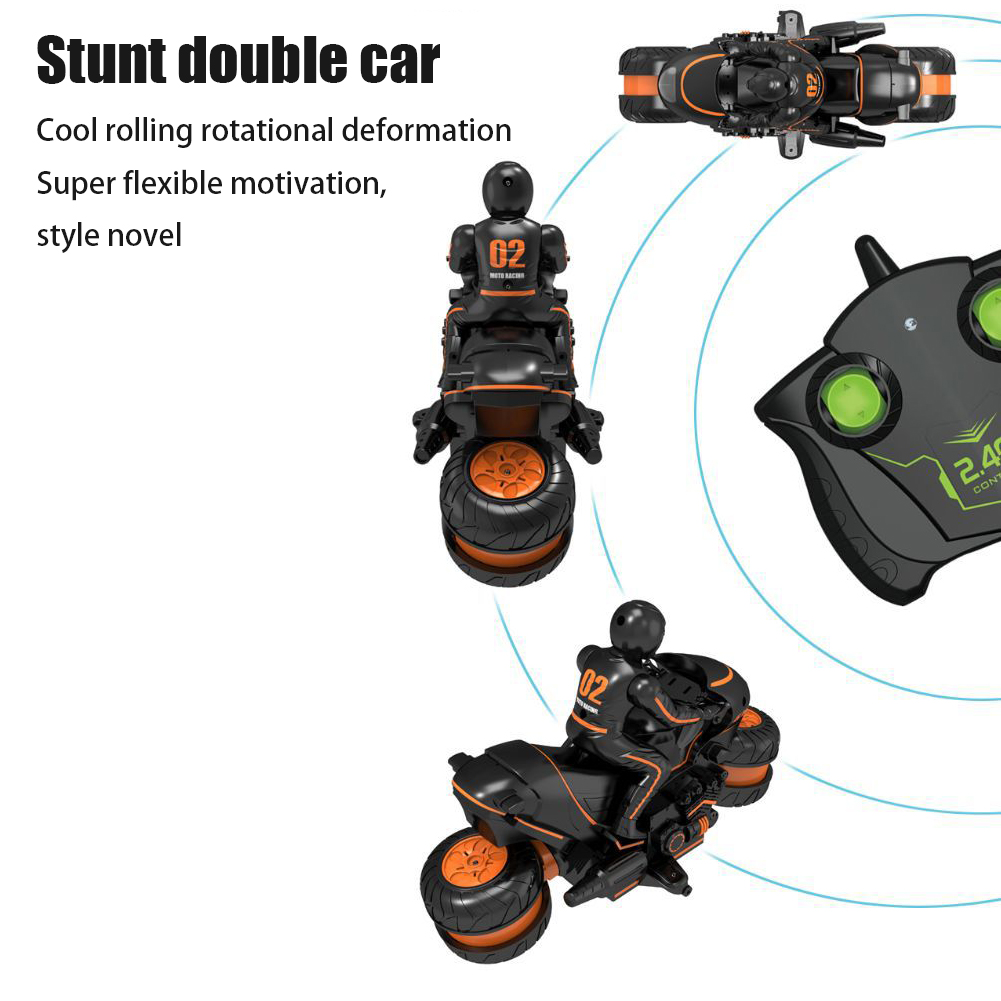 2.4GHz USB Rechargeable RC Motorcycle With Remote Control Electric 360 Degree Rotation Motorbike Model Stunt Drift Wireless Led