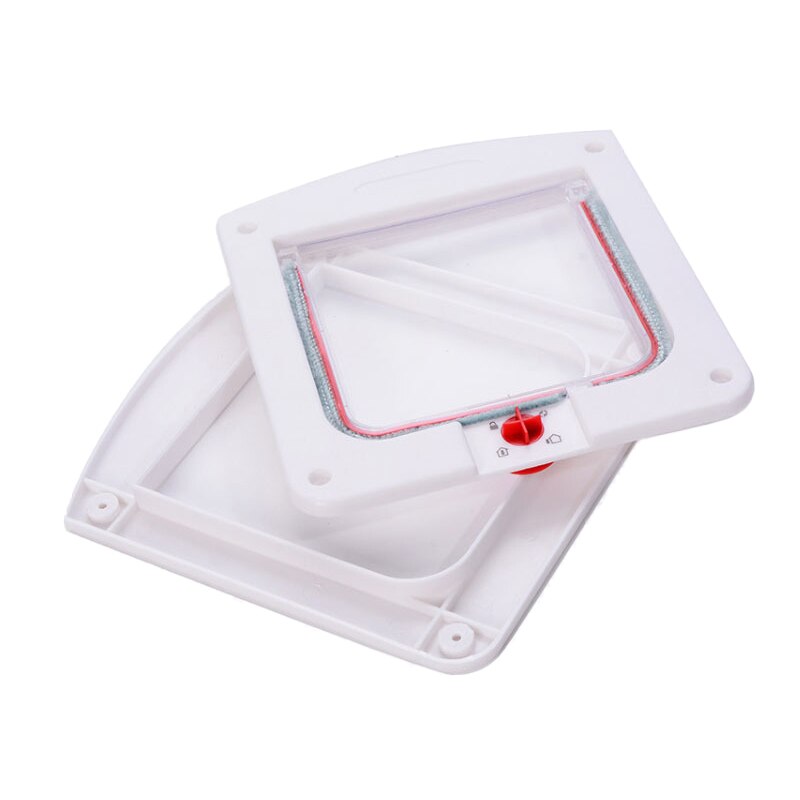 pawstrip 4 Way Lockable Cat Flap Door Small Dog Door Gate Safe Cat Door Flap Pet Tunnel Door For Cat 22*20*3cm White Coffee