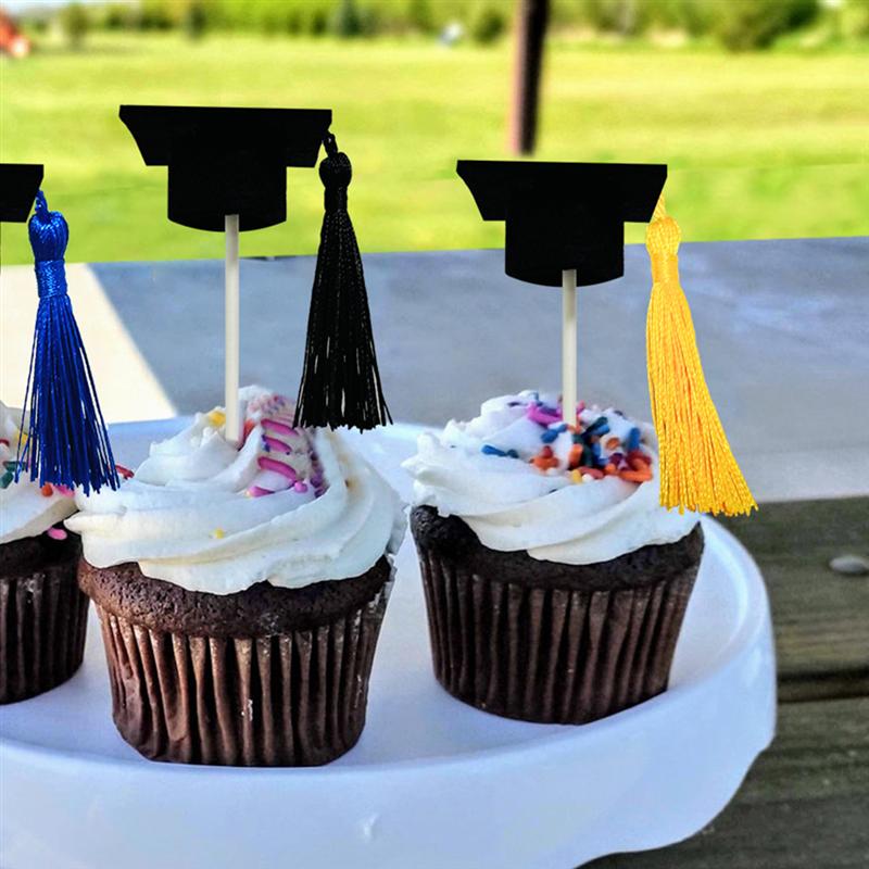 12pcs Graduation Hat Cake Topper Decoration Graduation Hat Cupcake Topper