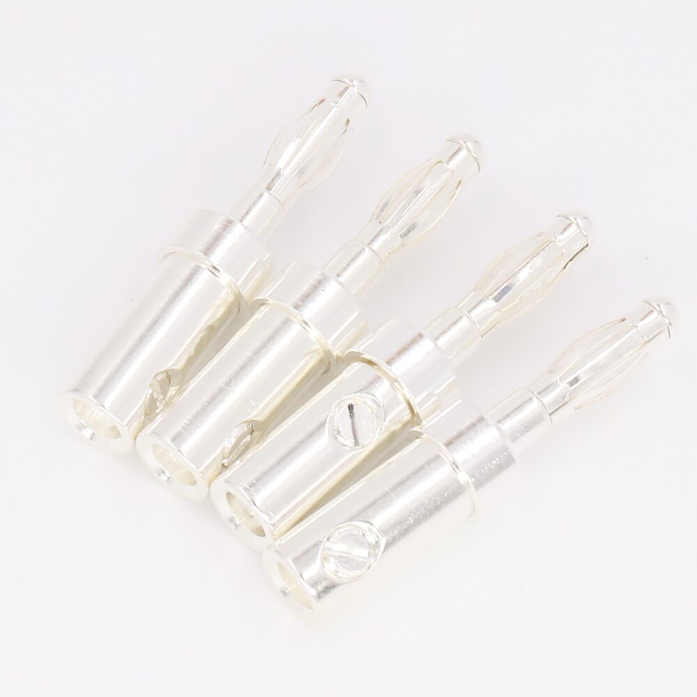 8Pcs silver Plated Speaker Cable Connectors Banana plugs