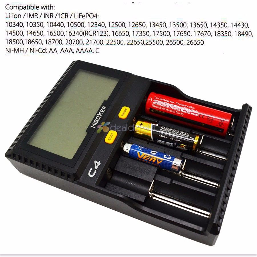 C4 Miboxer chargeur de batterie Smart 4 fentes LCD pour 10340 10440 AA AAA 14500 18650 26650 chargeur de batterie chargeur universel