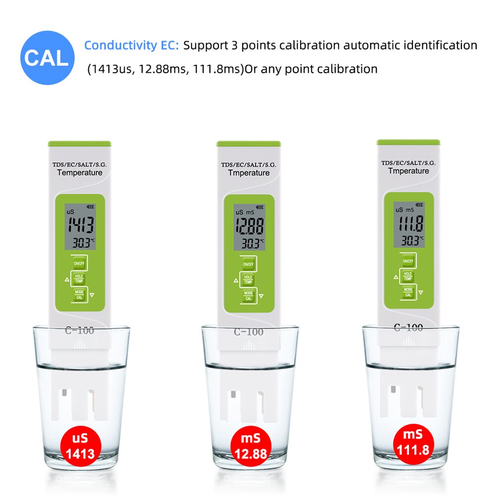 5 in 1 PH Meter TDS/EC/SALT/S.G./Temperature Meter Digital Water Monitor Tester for Pools Drinking Water Aquariums
