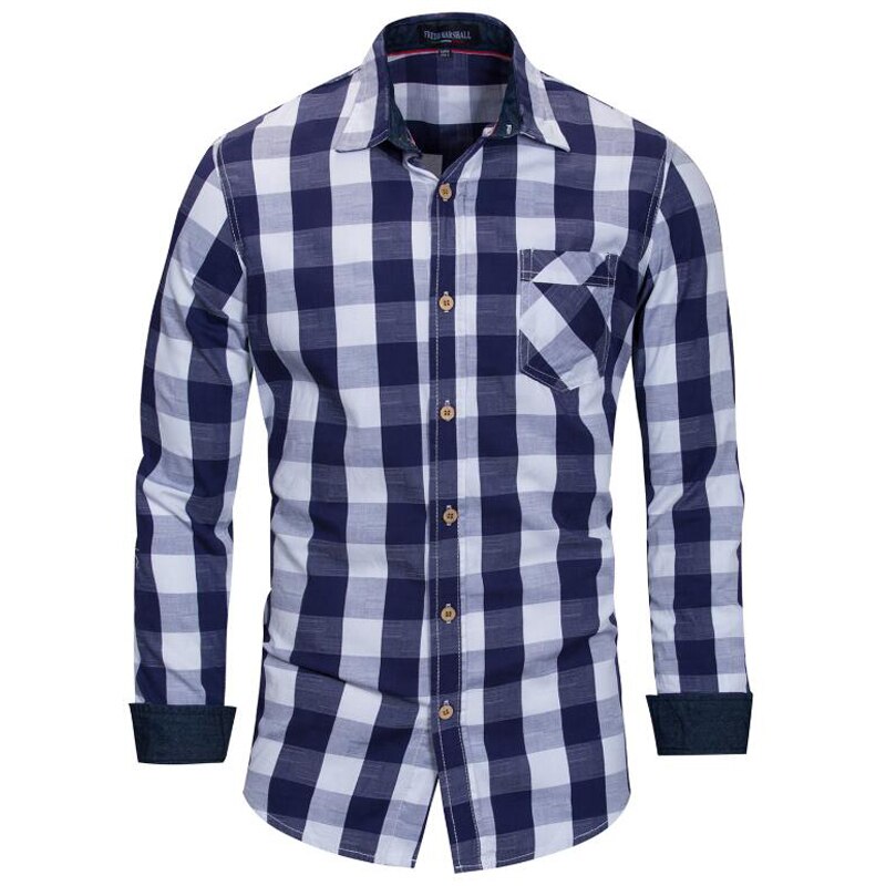 Eurokoko xxxl miesten ruudullinen paita pitkähihainen rento denim paita miesten streetwear bisnespaita camisa masculina