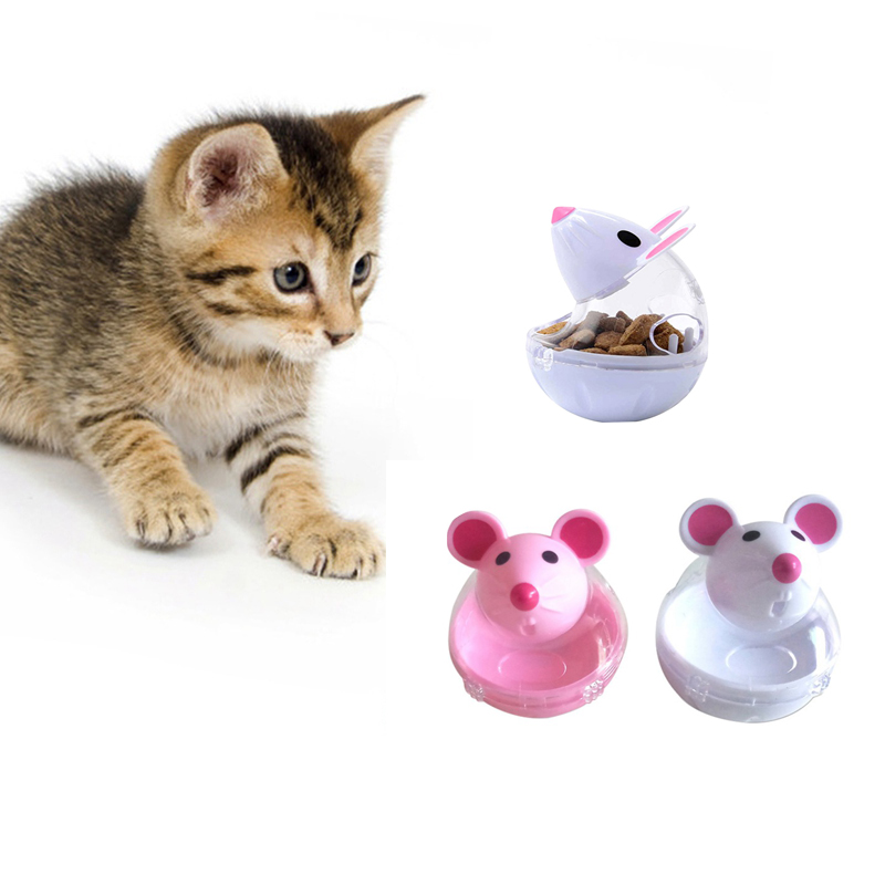 Mice Shape Pet Cat Feeder Toy Cat Funny Interactive Food Rolling Leakage Dispenser Bowl Kitten Playing Training Educational Toys