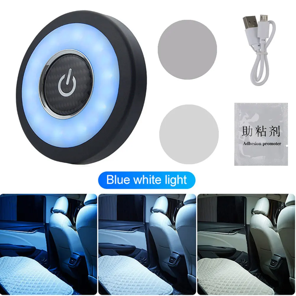 Lámpara de techo con luz ambiental Interior para coche, luz de lectura para coche, LED recargable, luz nocturna de estilo automático para fiestas familiares de automóviles: Azul
