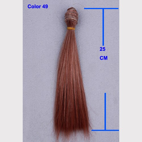 25 Cm Natural Color Heat Resistand High Temperature Doll Wigs Straight Thick Hair for 1/3 1/4 1/6 Bjd Fabric Art Doll Hair: Color 49