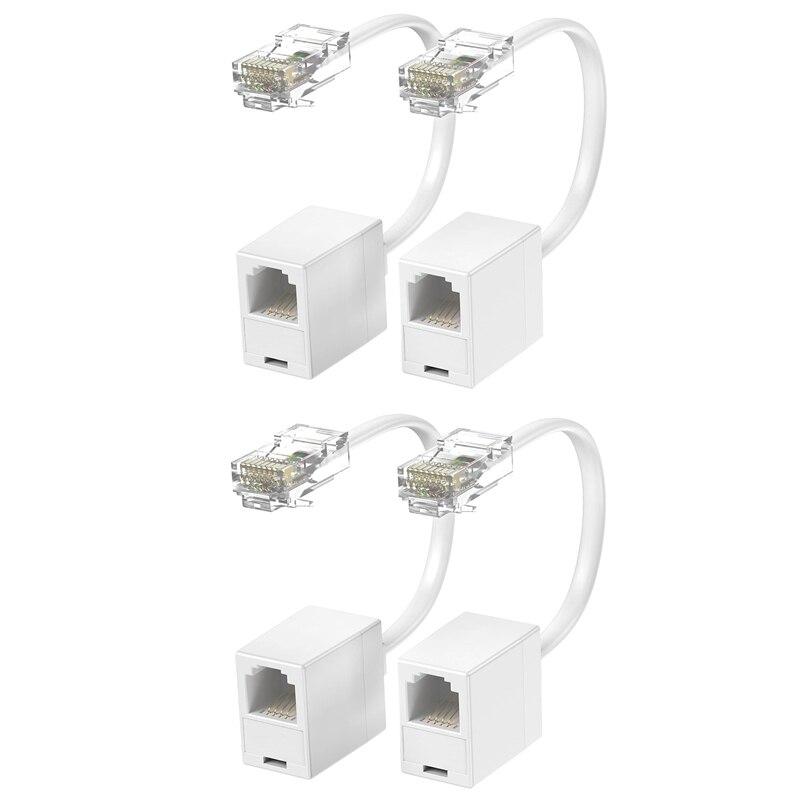 4 Pieces of RJ45 Male to RJ11 Female Adapter, Telephone RJ11 6P4C Female to Ethernet RJ45 8P4C Male Converter Cable: Default Title