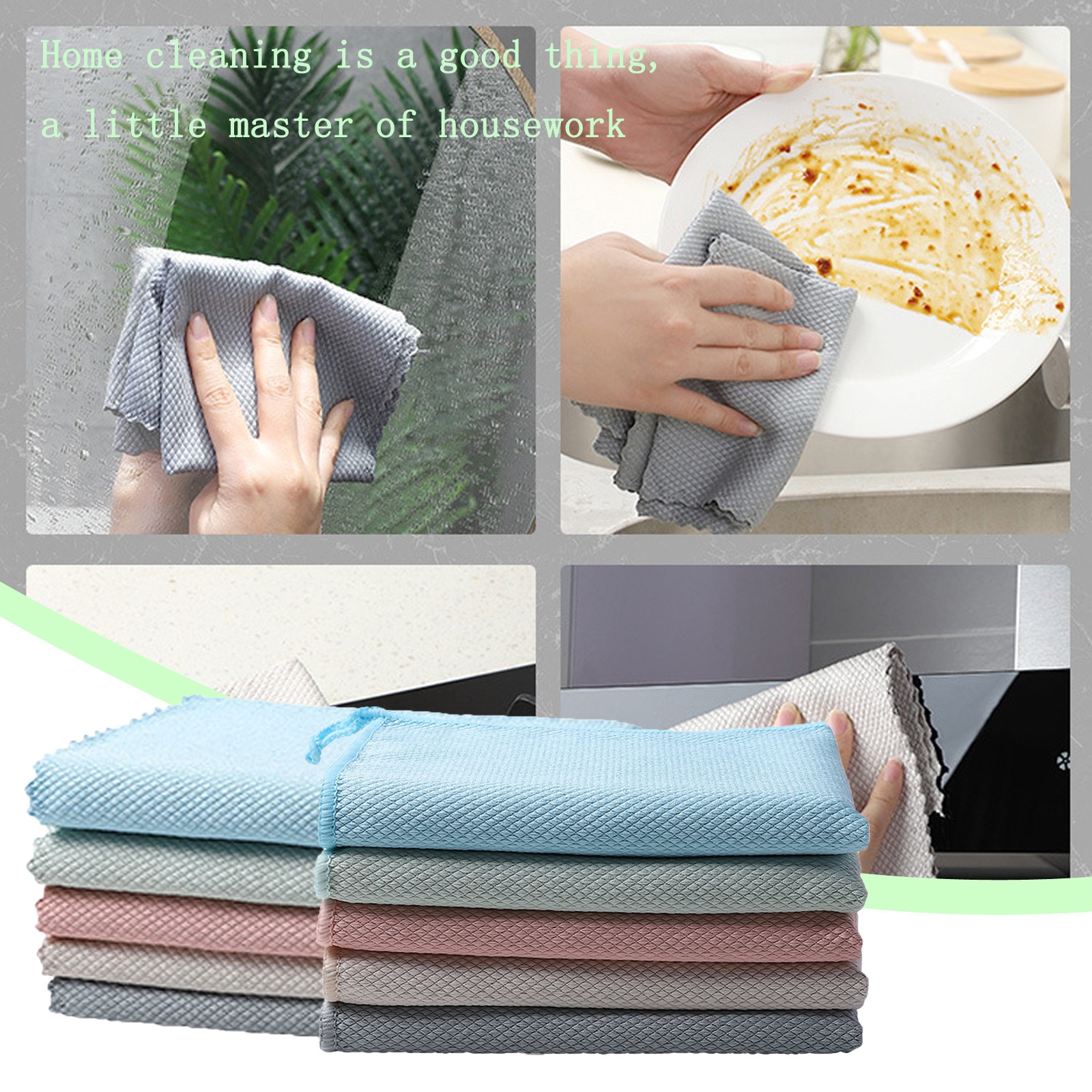 Microfiber Cleaning Dish Cloths for Washing Dishes Dish Towels and Dishcloths Cleaning Cloth home washing kitchen Cleaning#4