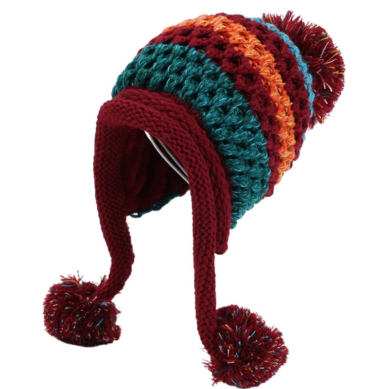 Sombrero de lana con personalidad para hombre y mujer, gorro de punto grueso, cálido e informal, a prueba de viento, Color a juego, tendencia al aire libre, Invierno