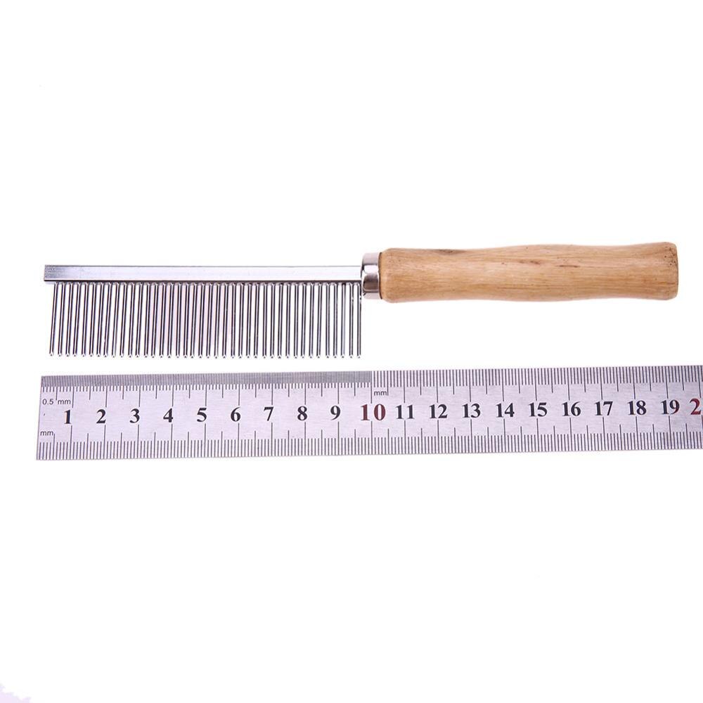 Stainless Steel Single Row Needle Comb For Dog Wooden Handle Pet Grooming Combs Dog Cat Cleaning Tool