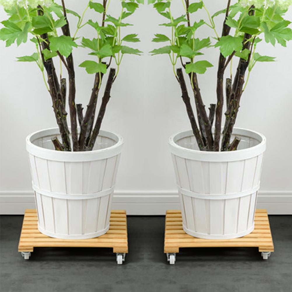 Bandeja cuadrada de madera, rodillo de Base para maceta, bandeja móvil con bandeja con ruedas, soporte Torus, Caddie de la planta, soporte con rodillo # SW