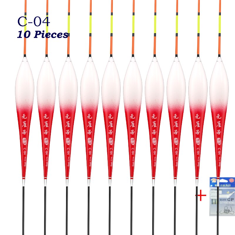 10pcs/lot Shallow Water Buoy Composite Nano Floats Color Gradual Change Bobber Hard Tail Vertical Pesca Fishing Tools Tackle: C-04 10pieces