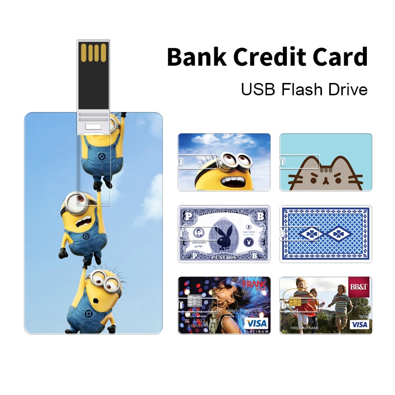 Usb Flash Drive 64Gb Thumb Drive Hoge Snelheid 32Gb Usb Drive Usb 2.0 Memory Stick Creditcard gedrukt Logo Opslag