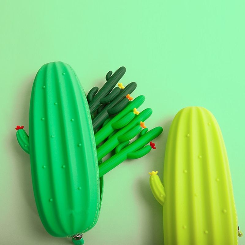 1X Eenvoudige Creatieve Cactus Liefde Zachte Siliconen Pen Etui Case School Office Supply Student Briefpapier Kid