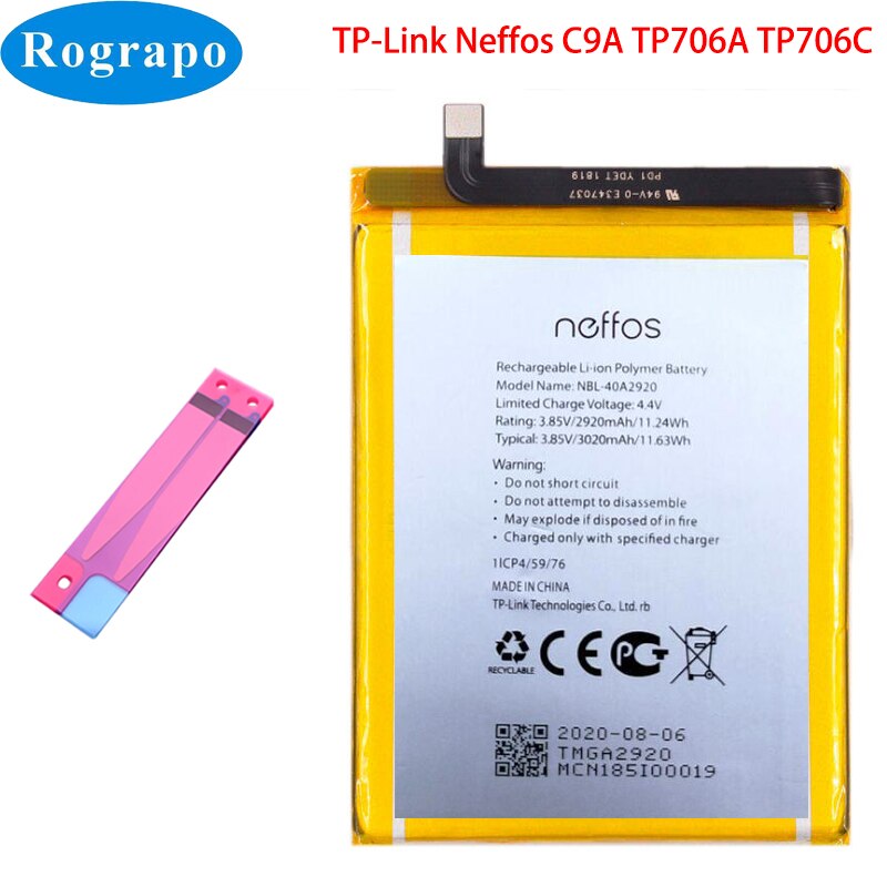 NBL-35B3000 NBL-40A2920 NBL-38A2500 NBL-38A2250 Phone Battery For TP-LINK Neffos X9 C7 Y7 C9 C9A C7S X20 Pro X1 Lite Max C5S: Neffos C9A TP706