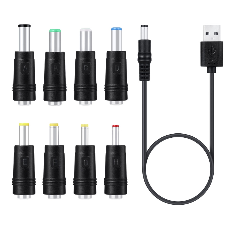 8in1 5V Usb Naar Dc 5.5X2.1Mm 3.5Mm 4.0Mm 4.8Mm 6.4Mm 5.5X2.5Mm 6.3Mm Plug Oplaadsnoer Voor Fan Speaker Router Led Lamp