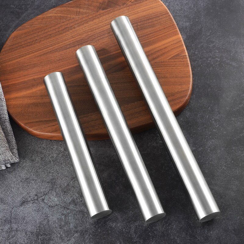 Non-stick Rolling Pin Stainless Steel Handle Dough Roller Bake Cake Pizza Dumpling Pastry Accessories Household Kitchen Gadges