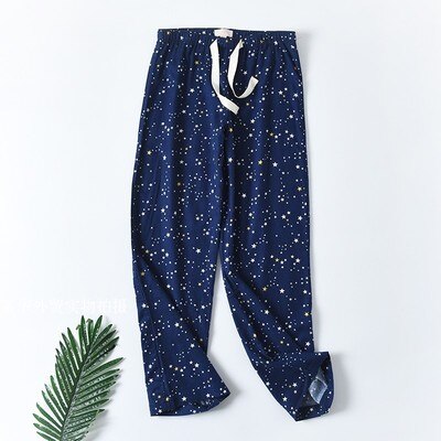 Women's Pajama Pants Cotton Home Wear Trousers Loose Plus size XL: Dark blue star / XS