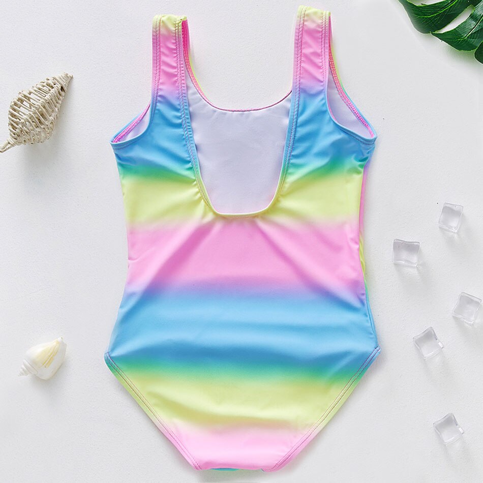 Rainbow Girl Swimsuit One Piece Children's Swimwear 2-11Years Toddler Girl Bathing Suit Letter Print Swimming Monokini Beachwear