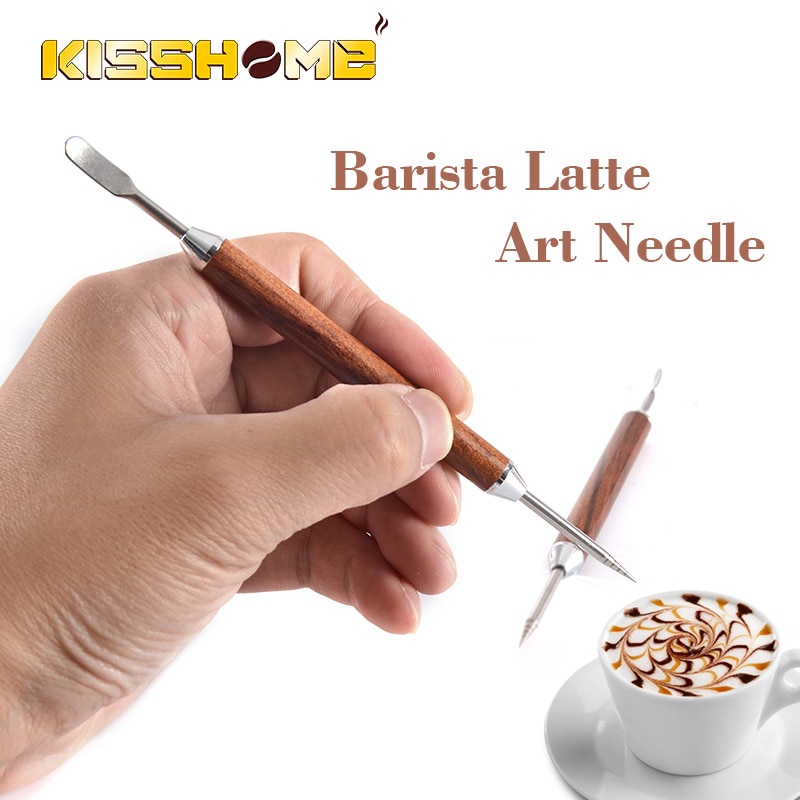 Barista cappuccino espresso kaffe dekoration latte art penna manipuleringsnål trähandtag snygga kaffepinnar verktyg