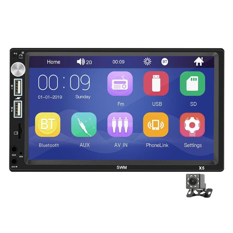 SWM X5 2 DIN 7 pulgadas Bluetooth AUX RCA coche estéreo MP4 MP5 música reproductor de vídeo FM Radio receptor unidad principal coche reproductor Multimedia: with Camera
