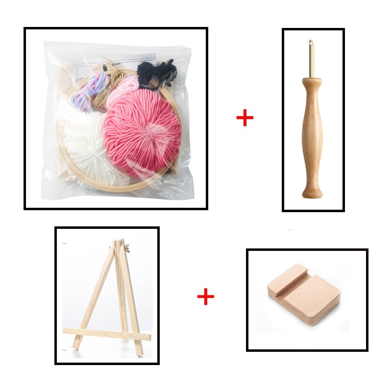 DIY Cartoon Animal Punch Needle Embroidery Kit Punch Needle Cross Stitch for Beginner Handcraft Wall Painting Home Decor: Full set