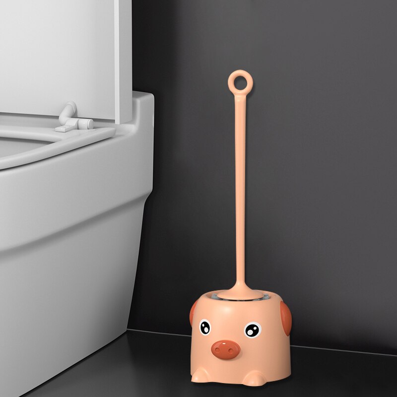 Thuis Toiletborstel Cleaner Kat Lange Handvat Platte Leuke Toiletborstel Kast Brosse Toilette Badkamer Accessoires: Roze