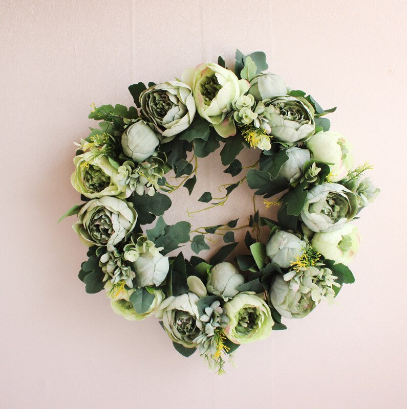 Peonies Wreaths for Door Artifical Peony Flower Wreath Outdoor Indoor Home Decor Florals Silk Wedding Spring Summer Door Wreath