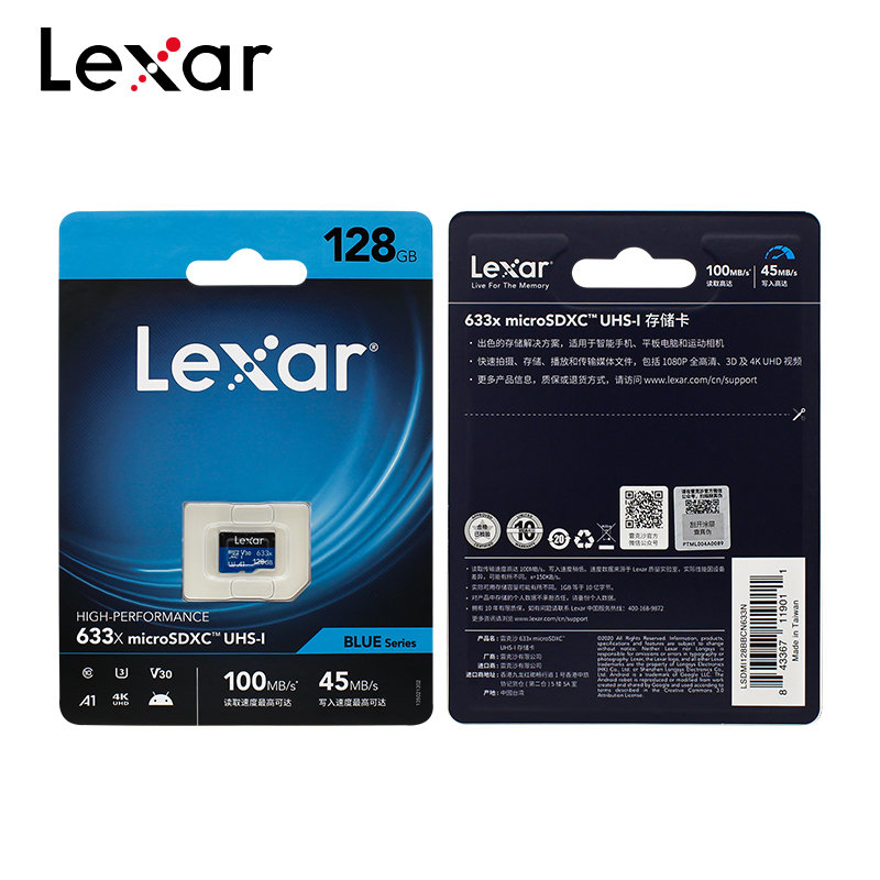 Lexar Microsd Memory Card Class 10 V30 A1 Flash Micro SD Card 32GB 64GB 128GB Original TF Card for Phone Camera Storage Cards