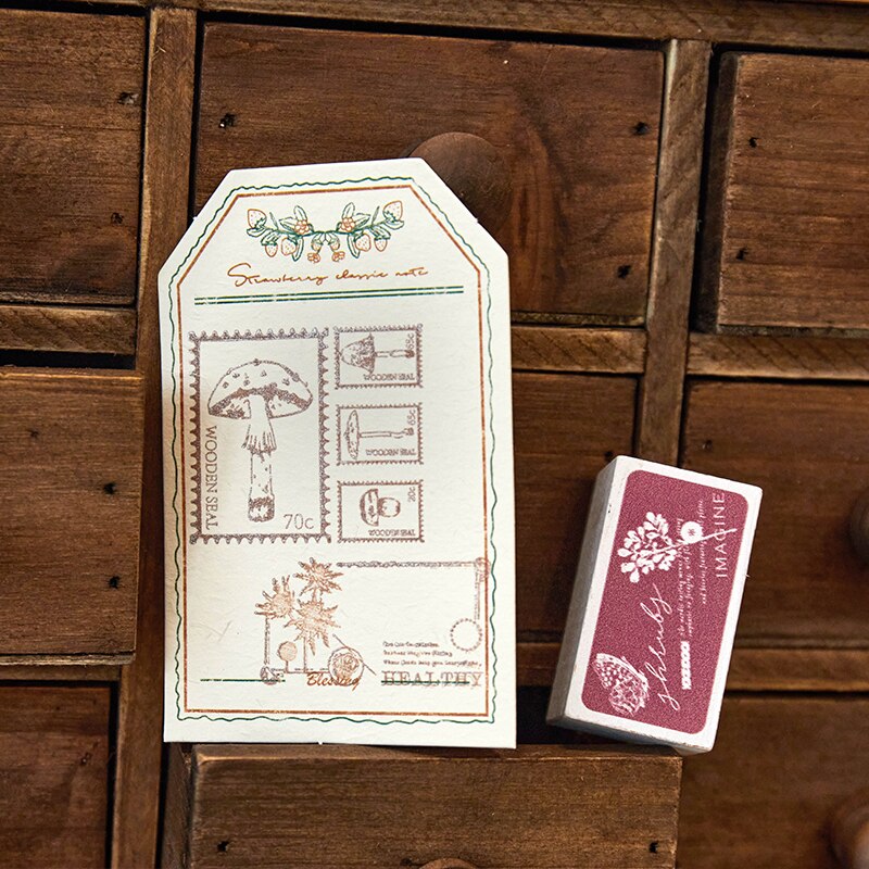 Retro Old Object Label Stamp Decoration stamp Plants wooden rubber stamps for scrapbooking stationery DIY craft standard seal