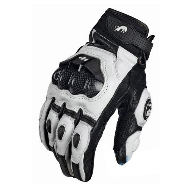 Frankreich der oben Auto marken motorrad handschuhe leder handschuhe mit Kohlenstoff faser schwarz weiß: 2 / M