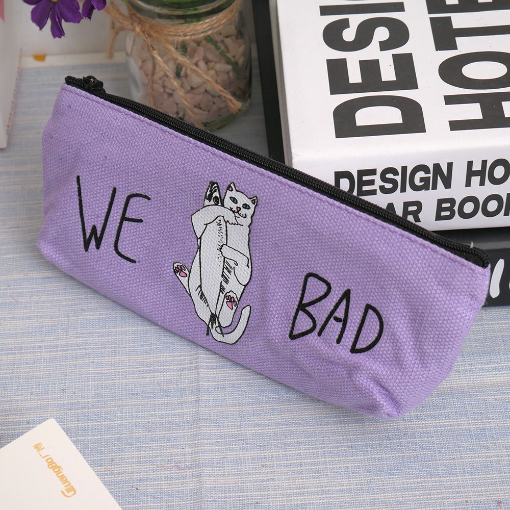 Śmieszne piórnik kotem płótno piórnik dzieci Gfit stojak na pędzle robić makijażu torby gorący