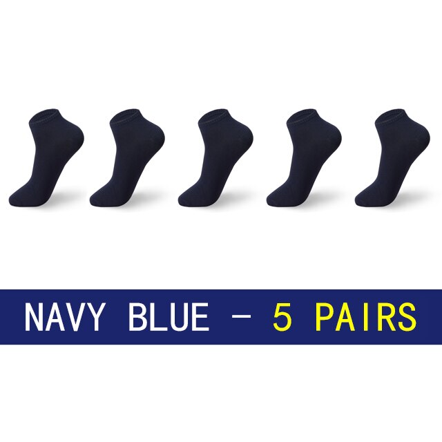 Chaussettes courtes grandes tailles en coton pour homme, décontractées, respirantes, pour chaussures bateaux, estivales, lot de 5 paires: navy / Eu39-43 Us6.5-9