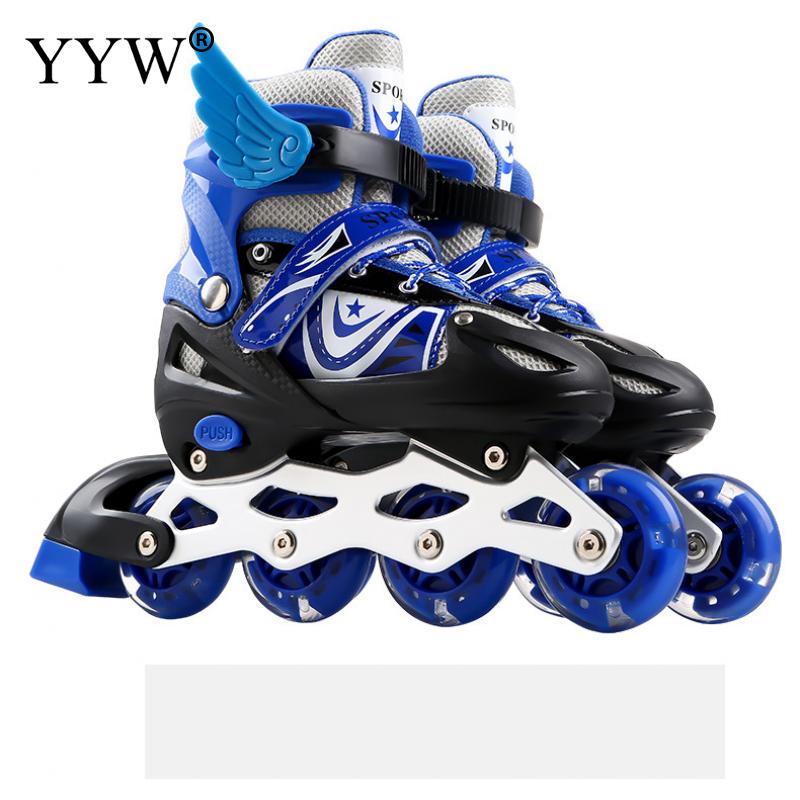 Patines ajustables para niños y niñas, zapatos de 4 ruedas, zapatillas de velocidad, patinaje en línea, Patines al aire libre: blue flash / s 26-32