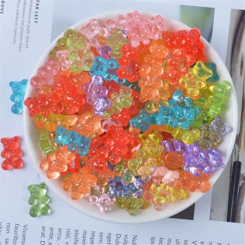 12Pcs Mini Bear Beads Rubber Soft Slime Charms Plasticine Slime Accessories Beads For Crystal Mud Fluffy Slime: Default Title