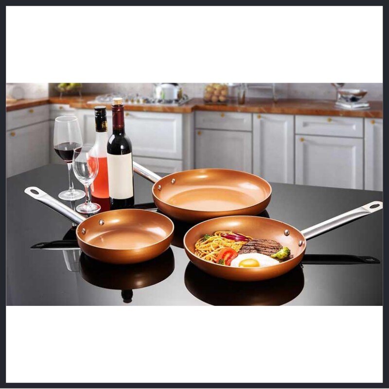 MB TECH Sarten Antiadherente de Cobre Cacerola Articulo de Cocina Apta para Induccion, Electricas, Vitroceramica, Gas y Horno Varias Medidas 20cm 24cm 28cm