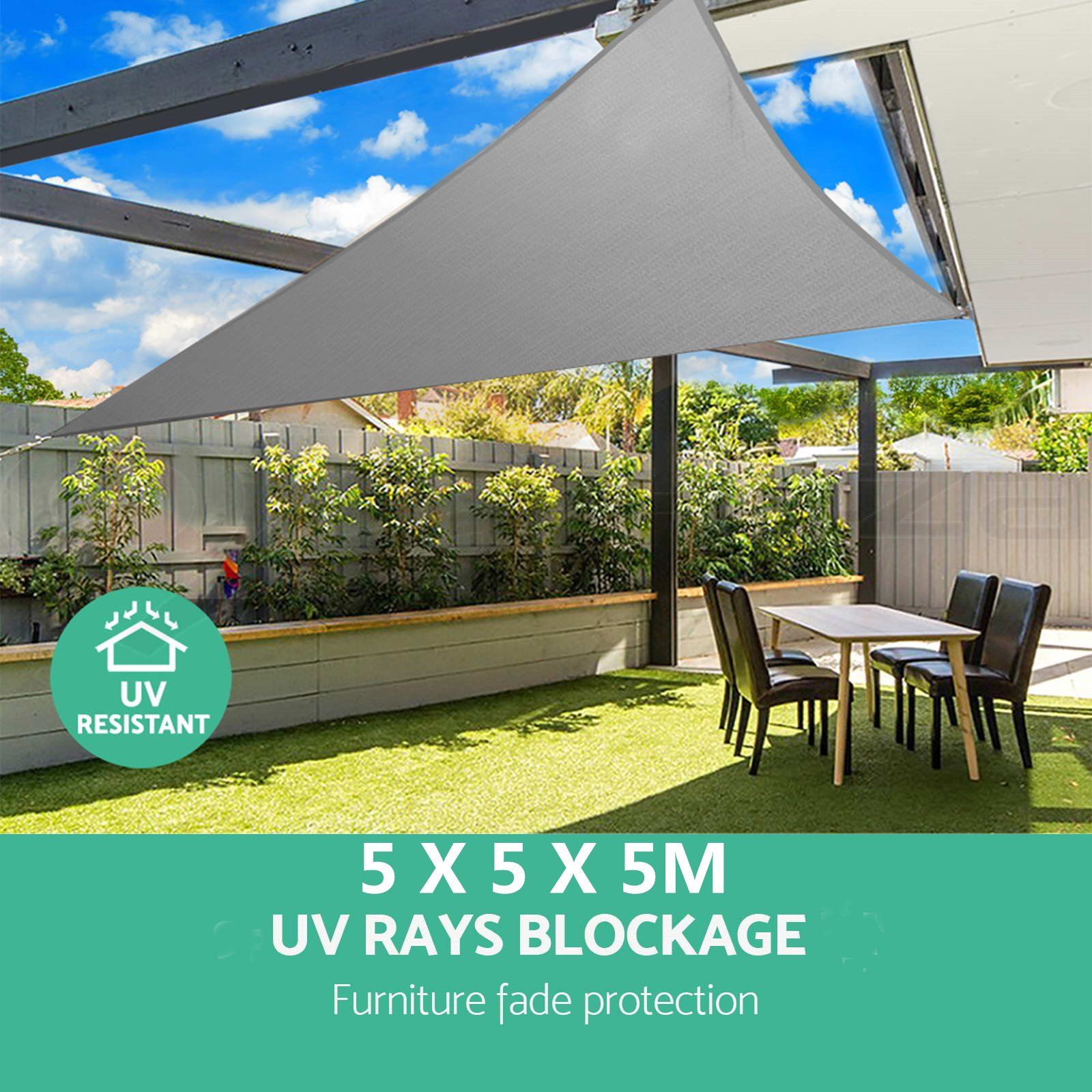 5x5x5M Triangle Shade Sail Net Cloth Outdoor Swimming Pool Waterproof Sun Shade Sail Prevent UV Canopy Home Garden Awning Cover