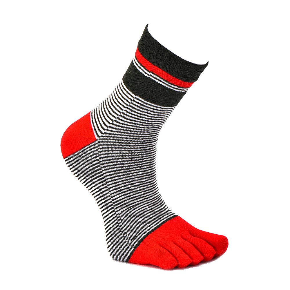 2 Pairs/Lot Stripes Cotton Men's Feet Toe Socks Boys Anti-friction Sports Breathable Five Toe Socks Anti-friction