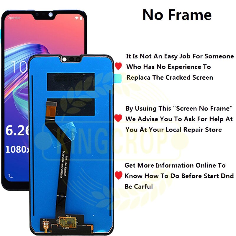 6.26'' Asus Zenfone Max Pro (M2) ZB631KL LCD with frame DIsplay + Touch Screen Digitizer Assembly For Asus zb631kl lcd