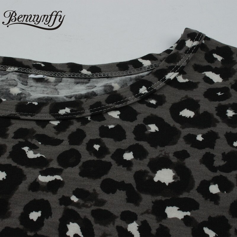 Benuynffy Herbst Winter Frauen Rüschen trimmen Leopard Druck Kleid verlieren Oansatz Langarm lässig A-linie Mini Kleider