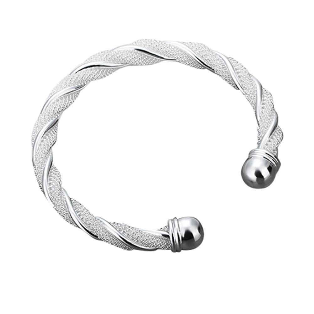 Frauen's Einfache Silber Überzogene Twist Manschette Armreif Öffnen Armbinde Schmuck Öffnung Armreif Schmuck Einfache