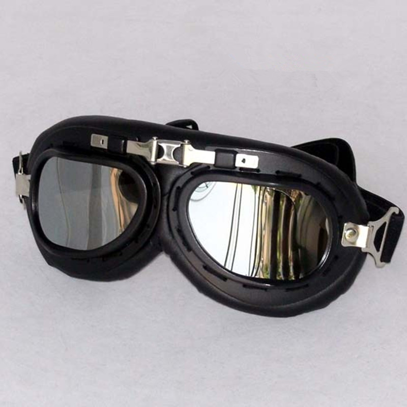 Retro motorcykel briller anti-uv scooter beskyttelsesbriller klassisk vintage pilotbriller motorcykel jet hjelm vindtæt beskyttelsesbriller: G2 sølv linse