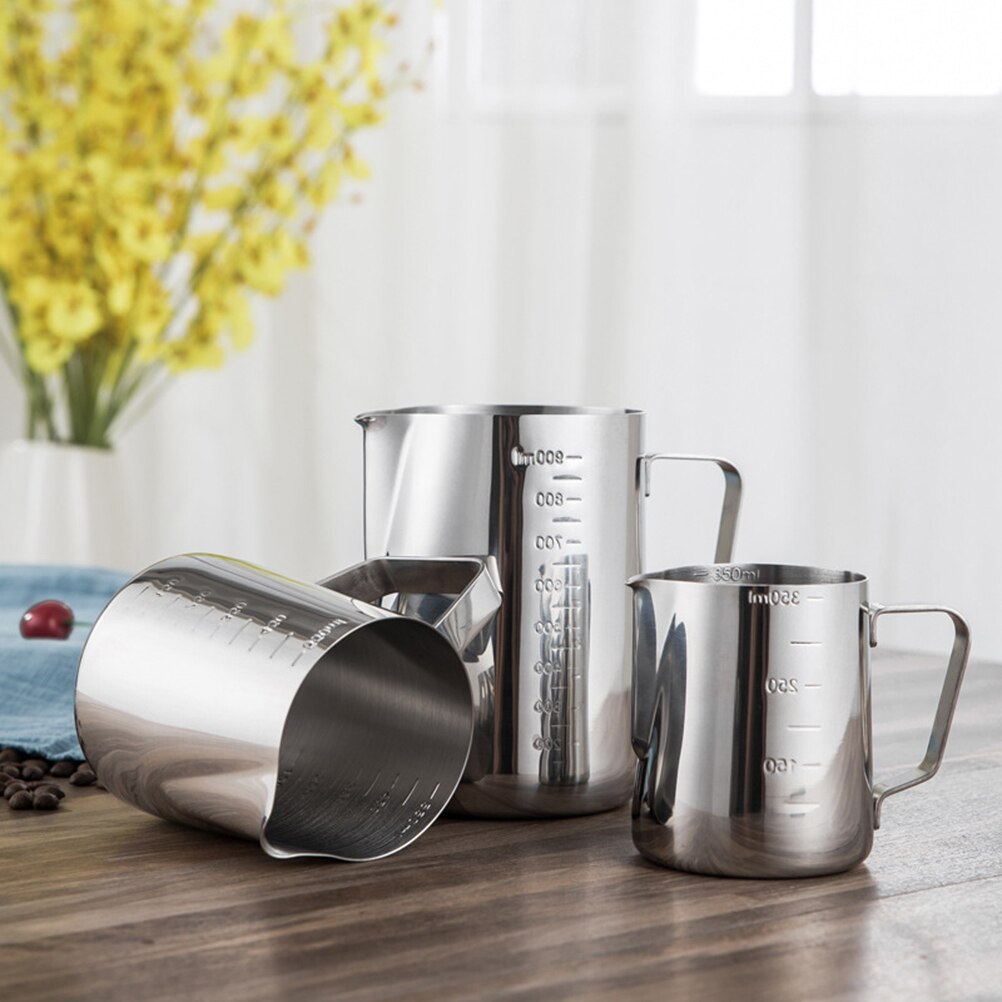 350ml Measuring Cup Steaming Frothing Pitcher Stainless Steel Measuring Cup with Marking and Handle
