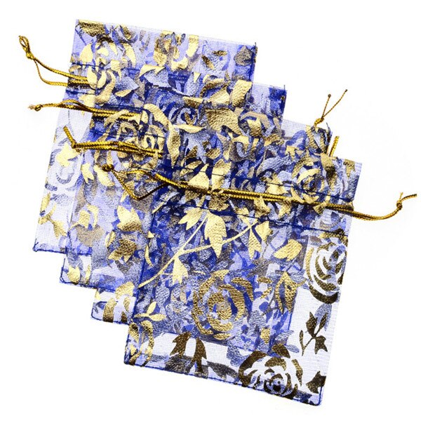 50 sztuk/partia wysokiej jakości wykwintne Rose Flower Organza torby ładne torby do pakowania biżuterii ślubne torby na prezenty świąteczne: D / 11X16