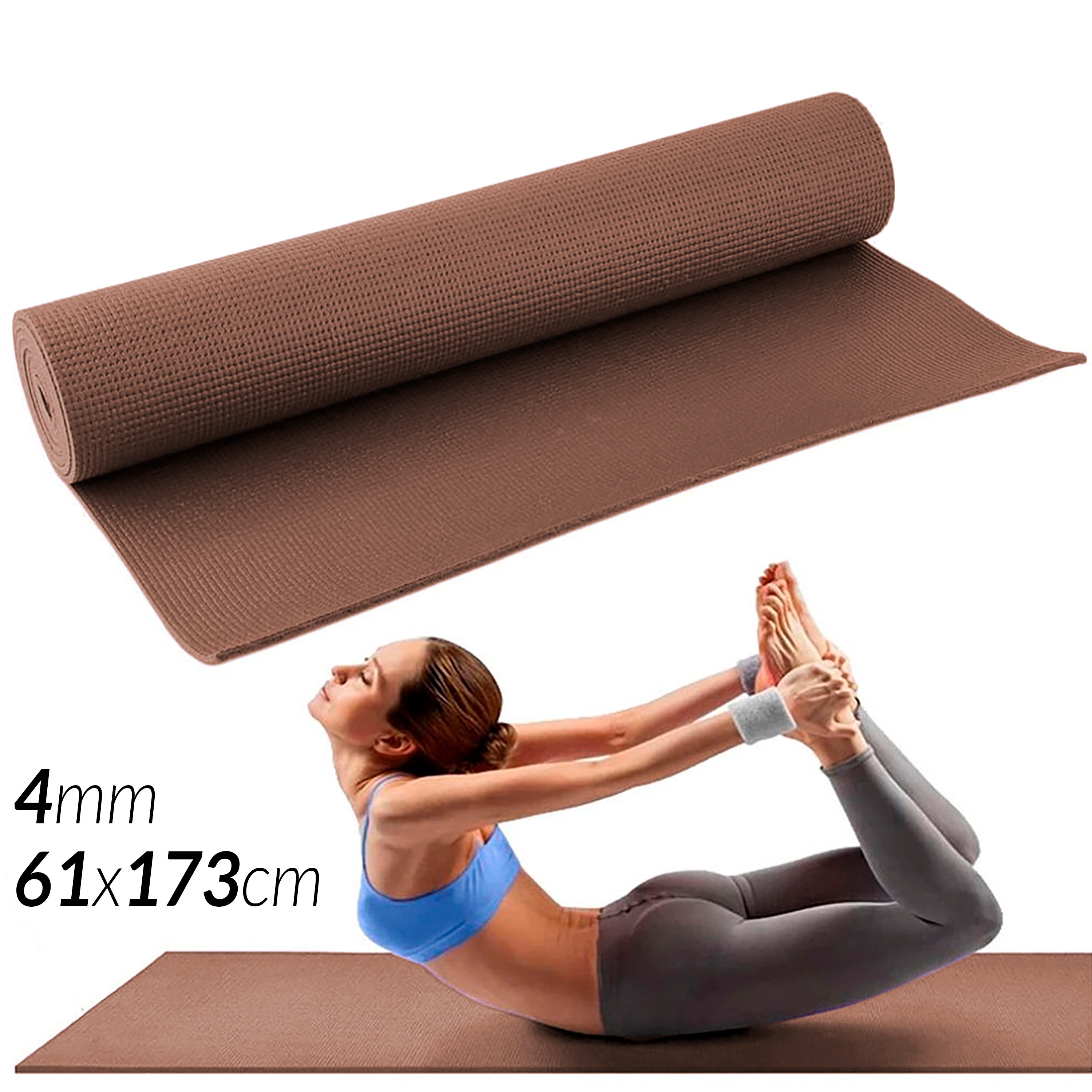 Esterilla para Yoga Gimnasia Colchoneta de Fitness Pilates Mat Alfombra Deporte Crossfit: Marron Arcilla 61x173cm