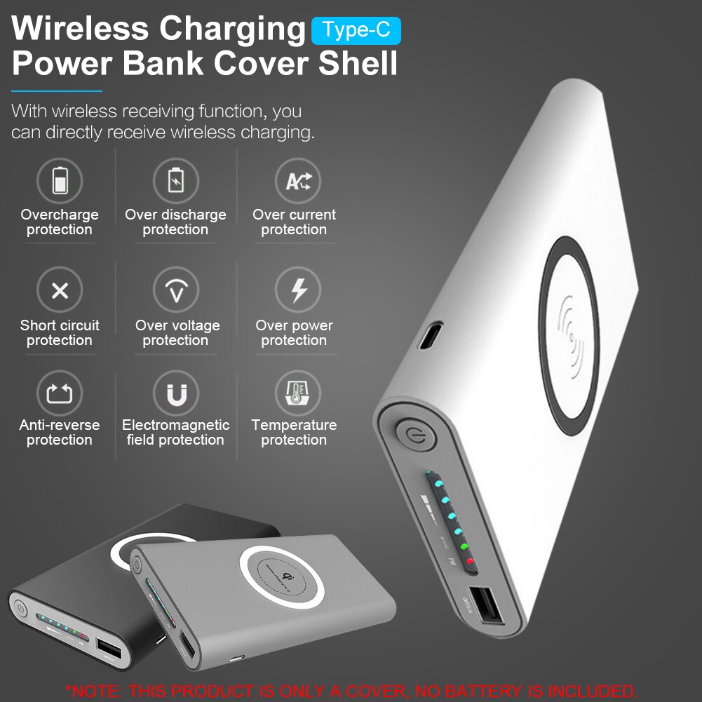 TYPE-C Interface Power Bank Cover Wireless Charging Power Bank Cover Shell Electronic Accessories Battery Parts And Charger Part