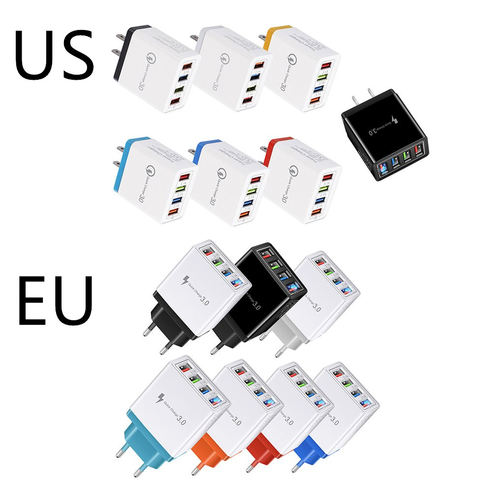4 USB Port Charger 3.0 for iPhone Tablet Travel Charging Head Induction Mobile Phone Charger Adapter