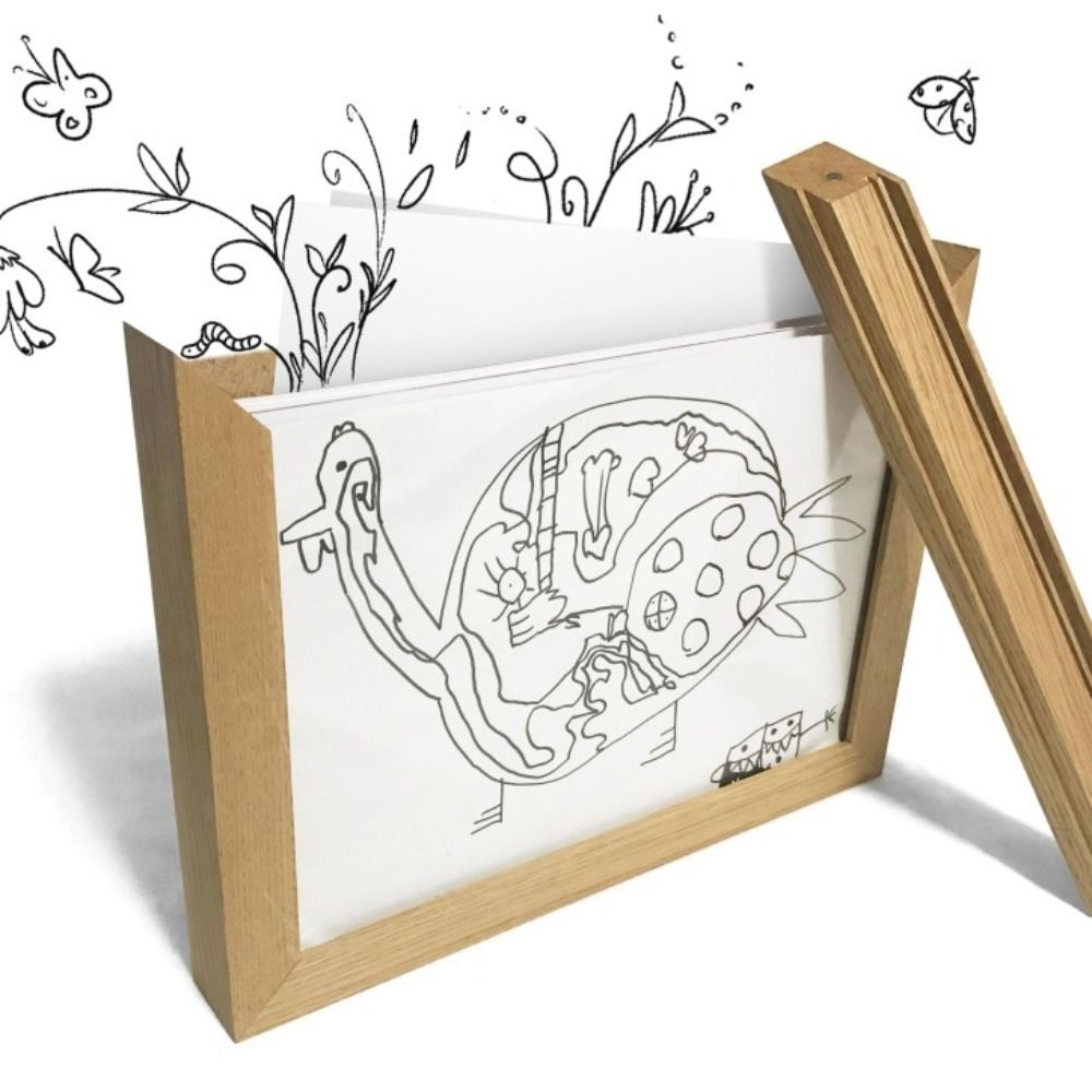 Cadre d'art en bois pour enfants, décoration murale, cartes interchangeables rotatives, présentoir, portraits de famille, cadre photo commémoratif pour enfants