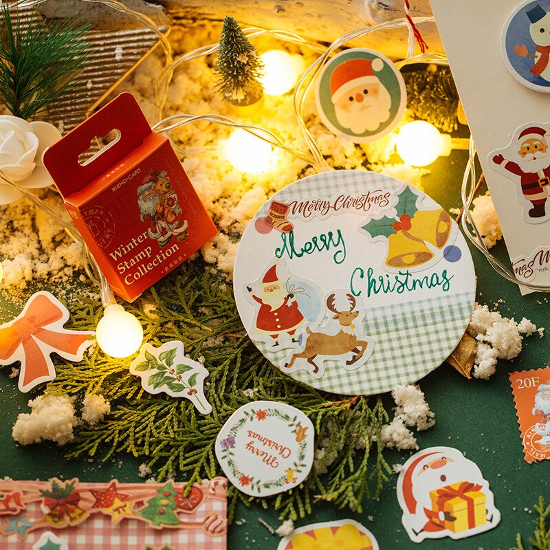 45pcs/pack Kawaii Paper Sticker Set Cute Decorative Stickers Christmas Tree Santa DIY Label for Art Craft Scrapbooking Album